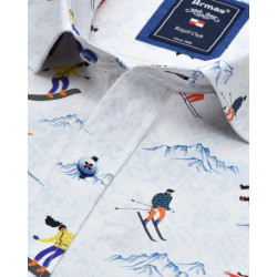 Hemd Langarm Print Skifahrer