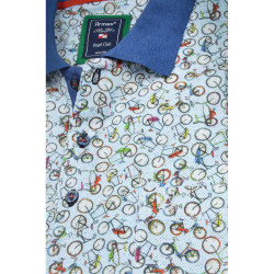 Polo Shirt Kurzarm - Vintage Fahrrad Print